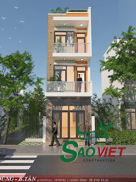 Mẫu thiết kế nhà phố 4×20 3 tầng nhà anh Dũng Quận Bình Tân
