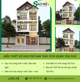 MẪU THIẾT KẾ NHÀ PHỐ MÁI THÁI 7X10 QUẬN TÂN PHÚ