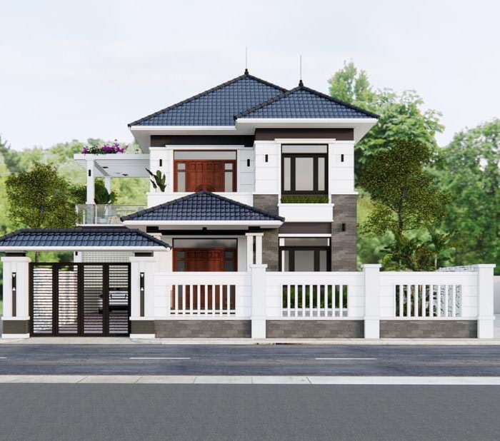 Mẫu thiết kế biệt thự nhà vườn mái Nhật