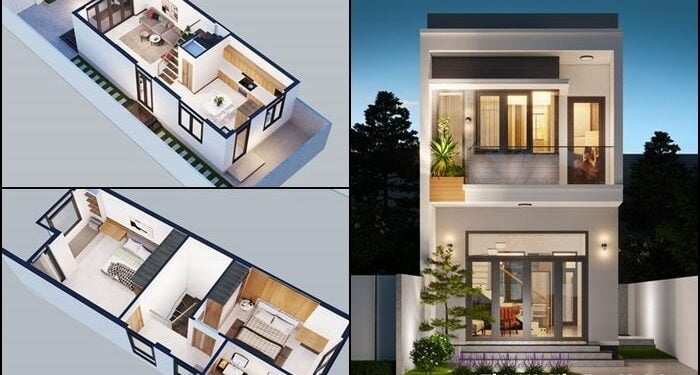 xây nhà ống 2 tầng 60m2