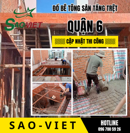 ĐỔ BÊ TÔNG SÀN TẦNG TRỆT CÔNG TRÌNH QUẬN 6