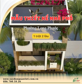 MẪU THIẾT KẾ NHÀ PHỐ 1 TRỆT 2 LẦU TẠI PHƯỜNG LONG TRƯỜNG